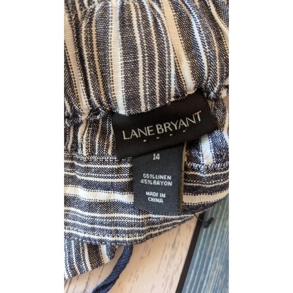 Lane Bryant Striped Linen Blend Drawstring Pants Size 14 - Picture 3 of 3